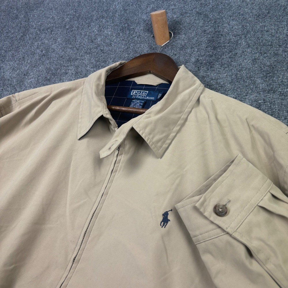 Polo Ralph Lauren Harrington Jacket Mens XL Tan Beige Full Zip Windbreaker Pony